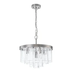 (OpenBox) Tiered Hammered Water Glass Round Semi Flush Mount