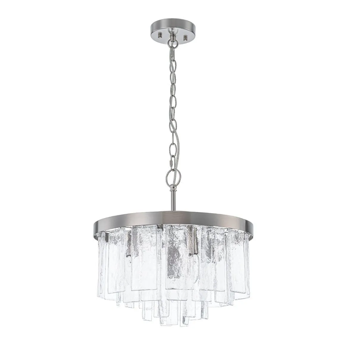 (OpenBox) Tiered Hammered Water Glass Round Semi Flush Mount