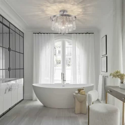 (OpenBox) Tiered Hammered Water Glass Round Semi Flush Mount