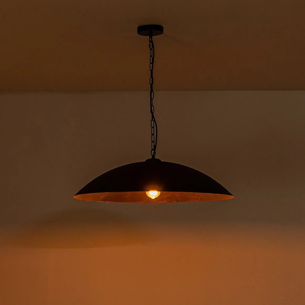 (OpenBox) Vintage Oversized Flat Dome Metal Pendant Light