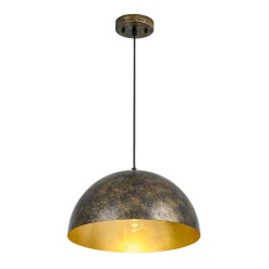 Oversized Antique Dark Rust Iron Dome Pendant Light