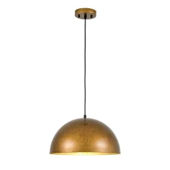 Oversized Antique Dark Rust Iron Dome Pendant Light