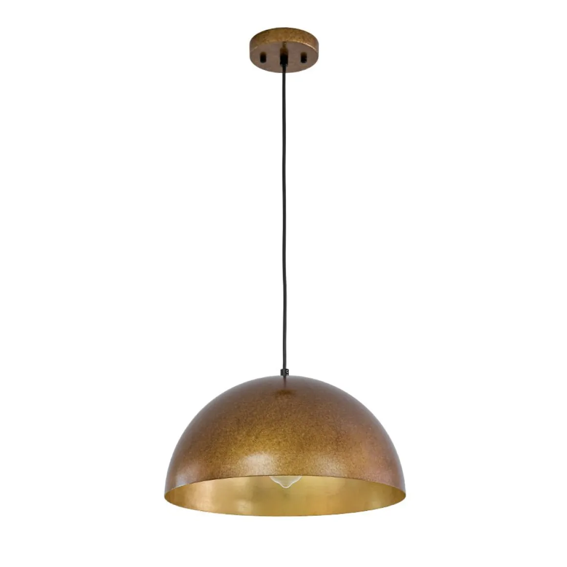 Oversized Antique Dark Rust Iron Dome Pendant Light