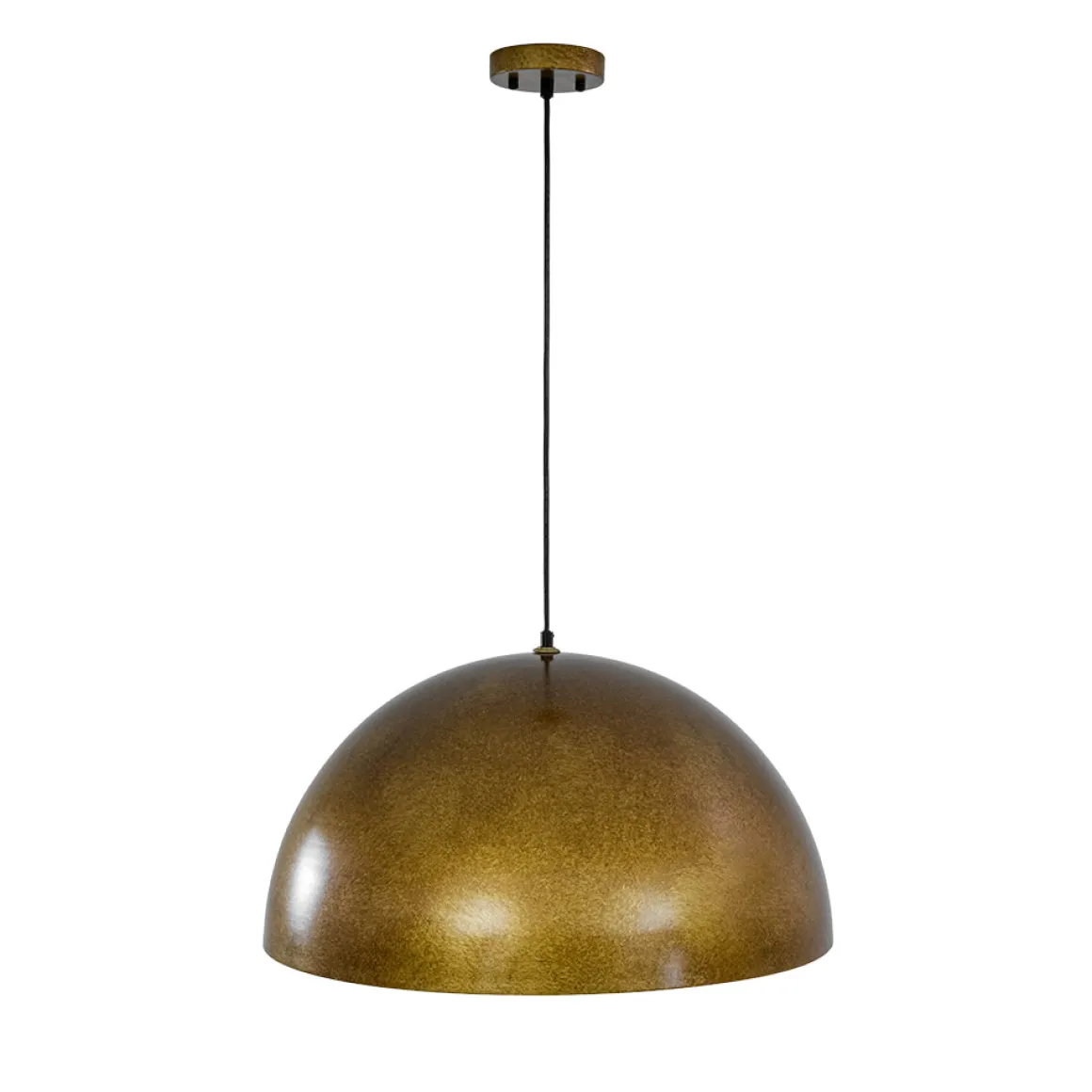 Oversized Antique Dark Rust Iron Dome Pendant Light