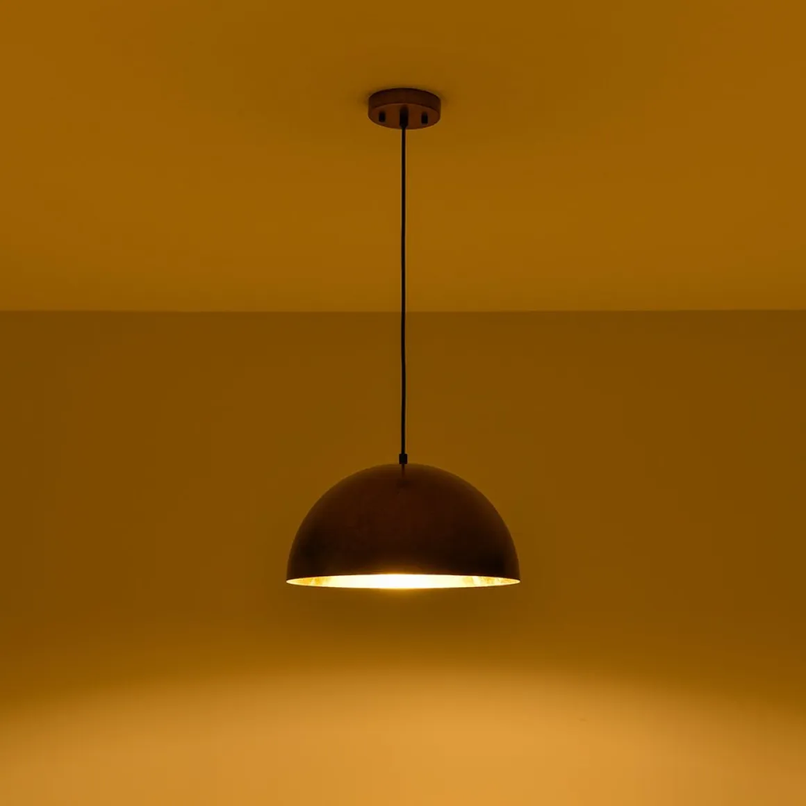 Oversized Antique Dark Rust Iron Dome Pendant Light
