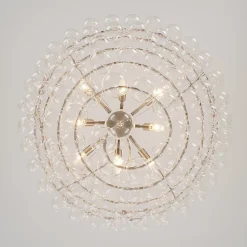 Oversized 8-Light Spiral Tiered Clear Glass Bubble Chandelier