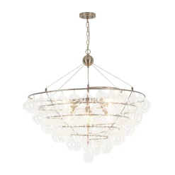 Oversized 8-Light Spiral Tiered Clear Glass Bubble Chandelier