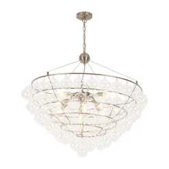 Oversized 8-Light Spiral Tiered Clear Glass Bubble Chandelier