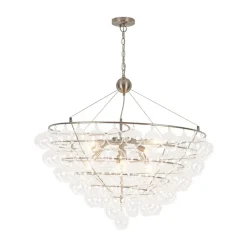 Oversized 8-Light Spiral Tiered Clear Glass Bubble Chandelier