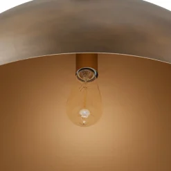 Oversized Vintage Bronze Metal Dome Pendant Light