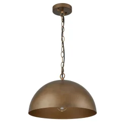 Oversized Vintage Bronze Metal Dome Pendant Light