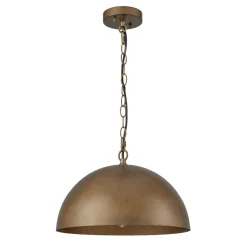 Oversized Vintage Bronze Metal Dome Pendant Light