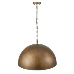 Oversized Vintage Bronze Metal Dome Pendant Light