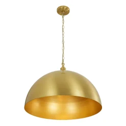 Oversized Vintage Luxe Brass Wide Iron Dome Pendant