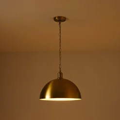 Oversized Vintage Luxe Brass Wide Iron Dome Pendant