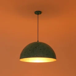 Oxidized Copper Verdigris Turquoise Oversized Dome Pendant