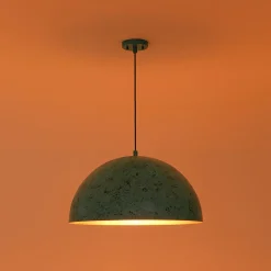 Oxidized Copper Verdigris Turquoise Oversized Dome Pendant