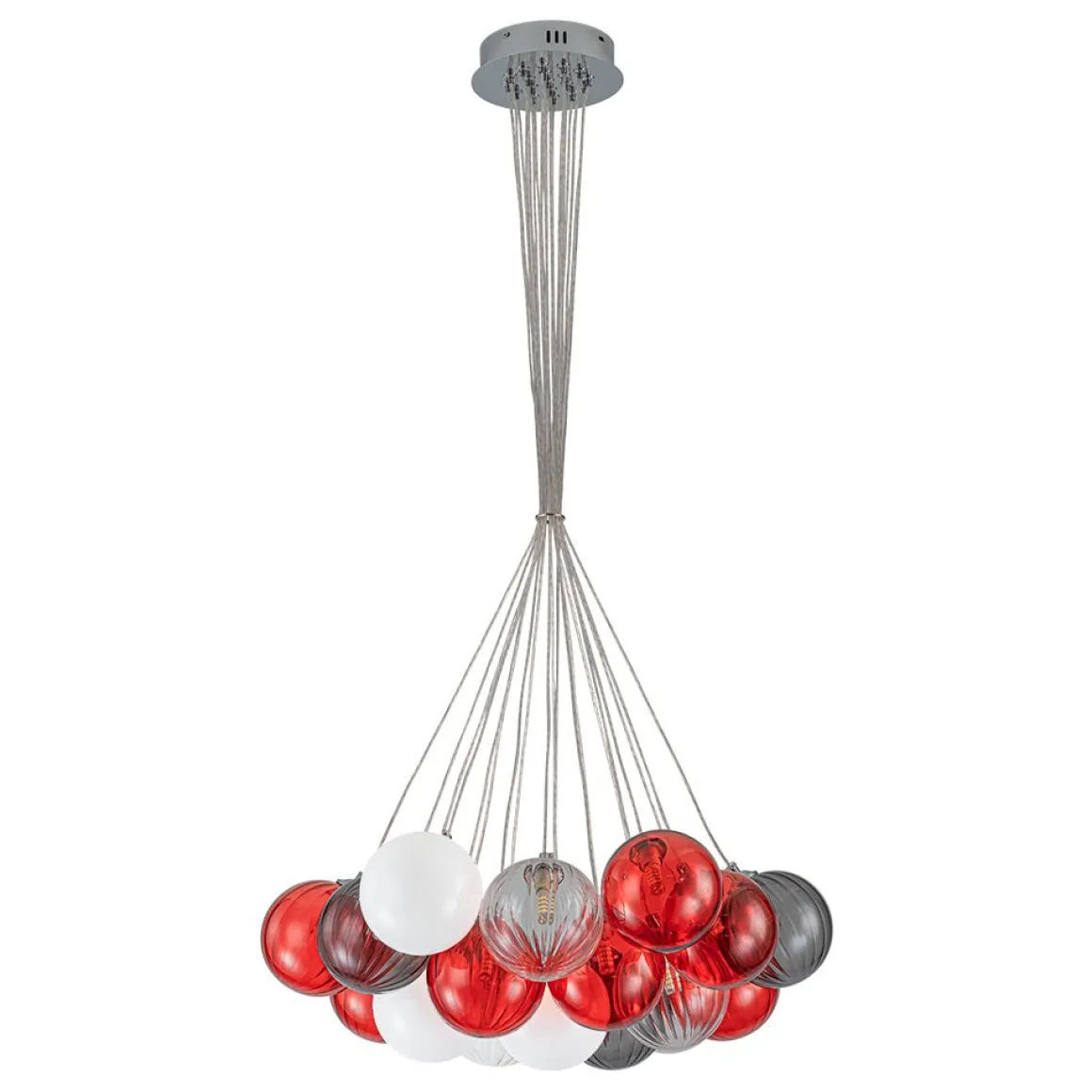 Pop Art Red Orange Hue Cluster Glass Globe Bubble Chandelier