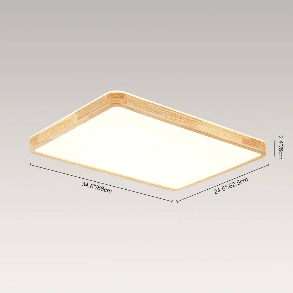 Rectangle Wood Dimmable LED Flush Mount Light