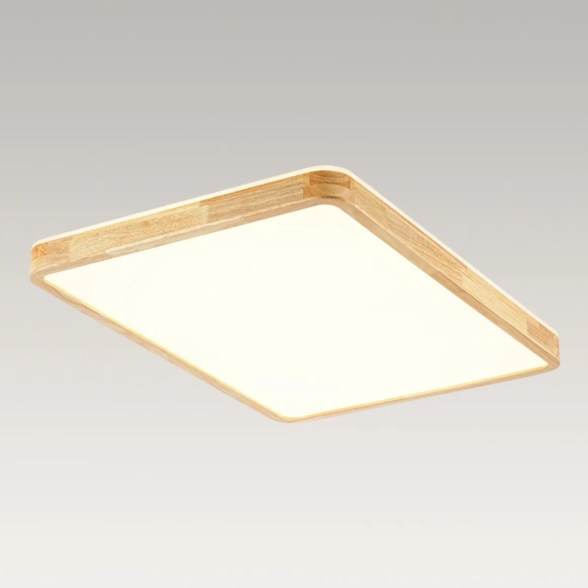 Rectangle Wood Dimmable LED Flush Mount Light