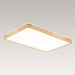 Rectangle Wood Dimmable LED Flush Mount Light
