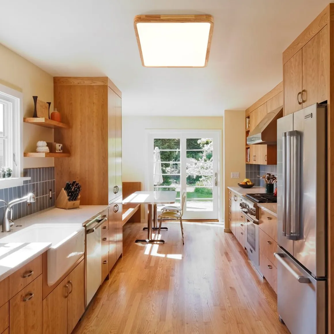 Rectangle Wooden Dimmable LED Flush Mount Ceiling Light