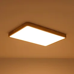 Rectangle Wooden Dimmable LED Flush Mount Ceiling Light