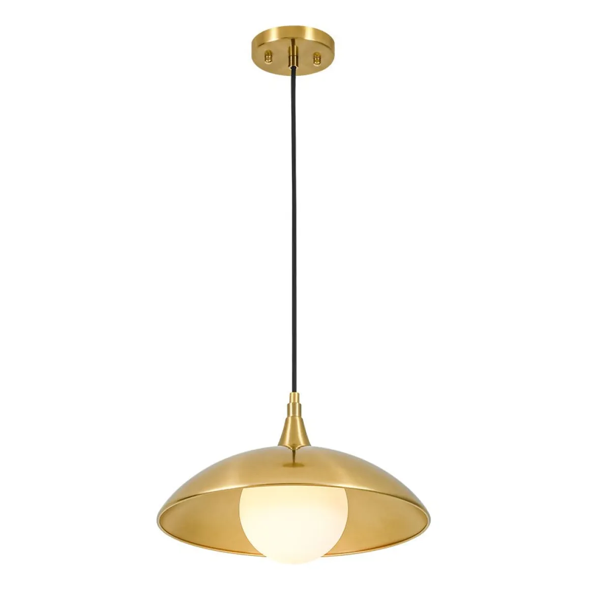 Retro 1-Light Brass Iron Flat Dome Kitchen Pendant
