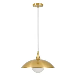 Retro 1-Light Brass Iron Flat Dome Kitchen Pendant