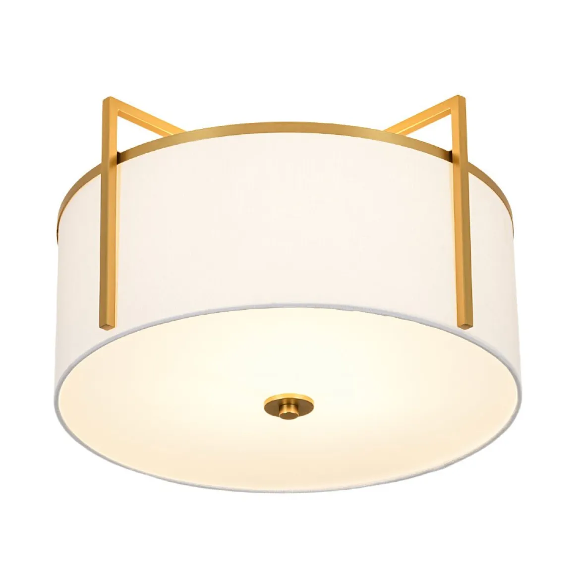 Retro Wide Drum Round Linen Cage Semi Flush Mount