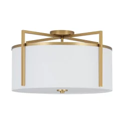 Retro Wide Drum Round Linen Cage Semi Flush Mount