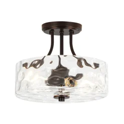 Round Drum Hammered Glass Semi Flush Mount