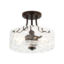 Round Drum Hammered Glass Semi Flush Mount