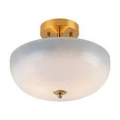 Round Gradient Blue Opal Art Glass Semi Flush Mount