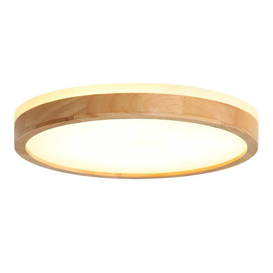 Round LED Wood Flush Mount Light