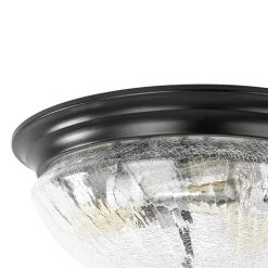 Round Textured Crackled Glass Flush Mount Ceiling Light