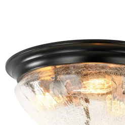 Round Textured Crackled Glass Flush Mount Ceiling Light