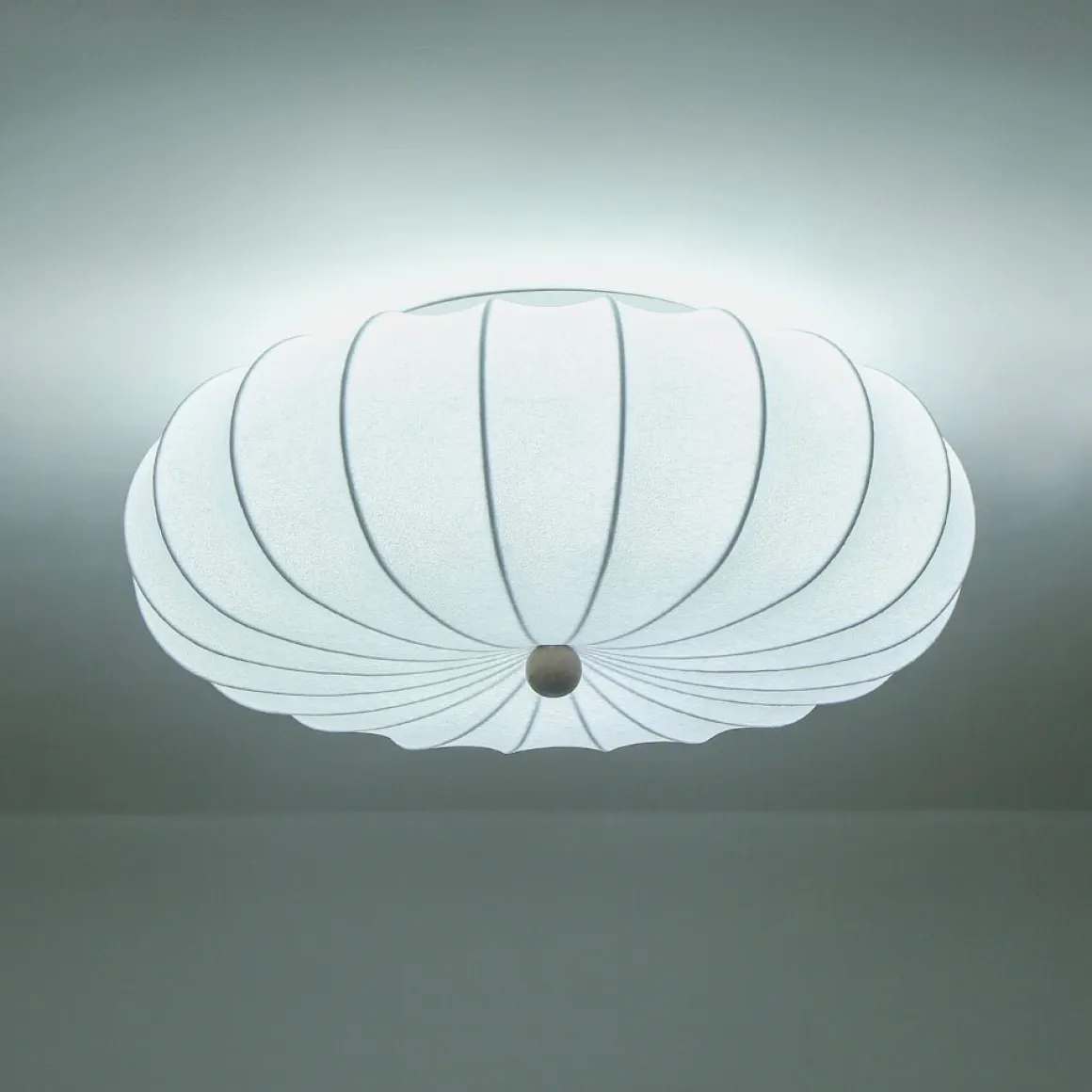 Round White Silk Scalloped Cage Ceiling Light