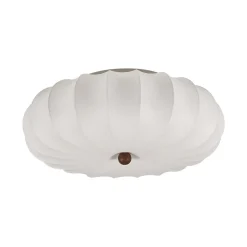 Round White Silk Scalloped Cage Ceiling Light