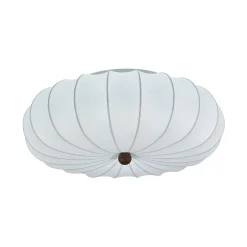 Round White Silk Scalloped Cage Ceiling Light