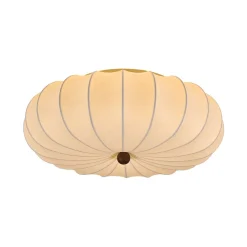 Round White Silk Scalloped Cage Ceiling Light