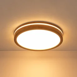 Rustic Dimmable LED Walnut Wooden Round Ceiling Light