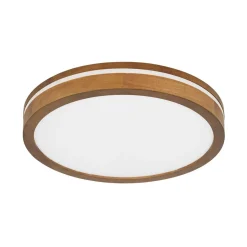 Rustic Dimmable LED Walnut Wooden Round Ceiling Light
