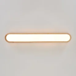 Rustic Dimmable LED Wood Oval Flush Mount Light