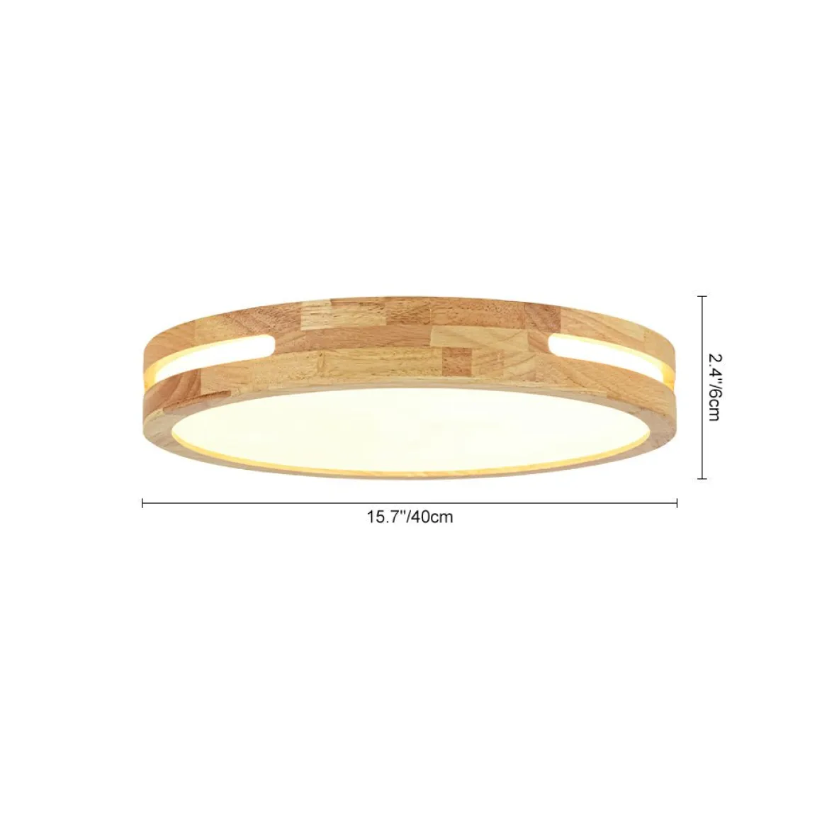 Rustic Dimmable LED Wood Round Flush Mount Light
