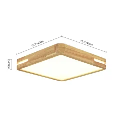 Rustic Dimmable LED Wood Square Flush Mount Light