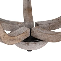 Rustic Hemp Rope Wooden Round Candle Chandelier