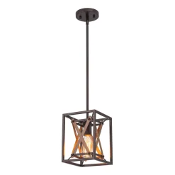 Rustic Industrial 1-Light Square Cross Cage Pendant Light