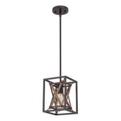 Rustic Industrial 1-Light Square Cross Cage Pendant Light
