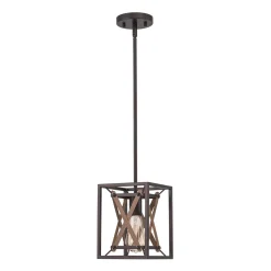 Rustic Industrial 1-Light Square Cross Cage Pendant Light